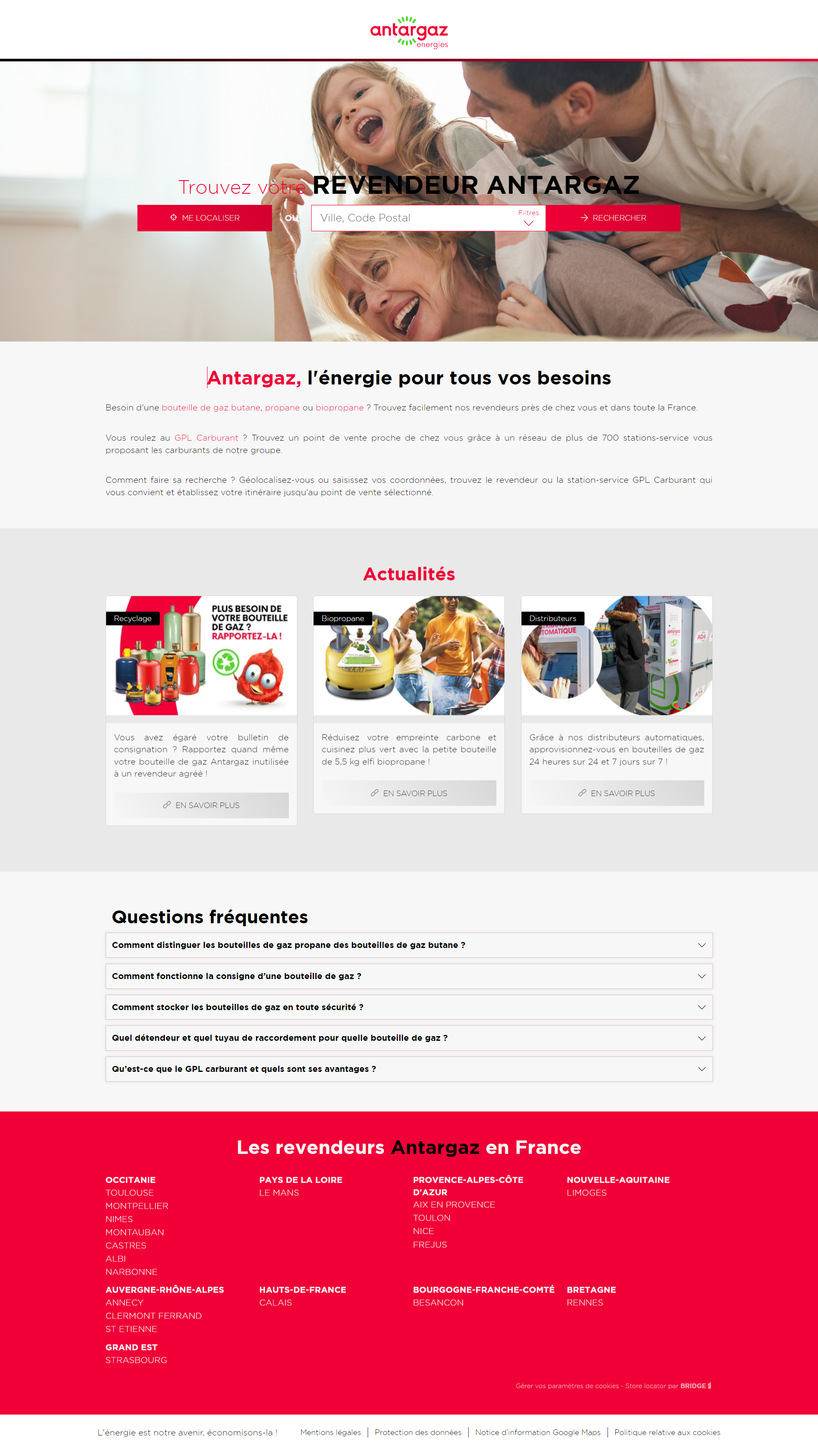 Page d'accueil store locator